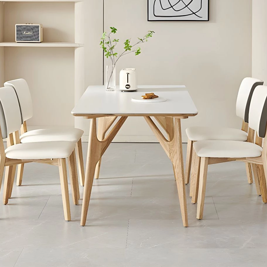 Nordic Solid Wood Slate Dining Table Modern Scandinavian Dining Room Furniture